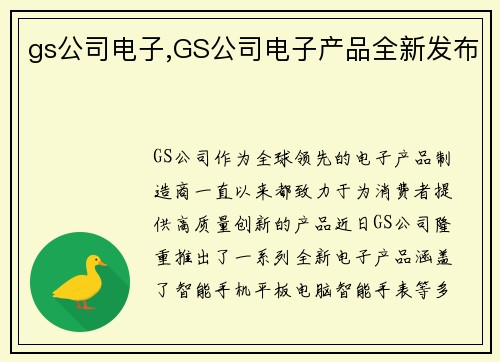 gs公司电子,GS公司电子产品全新发布